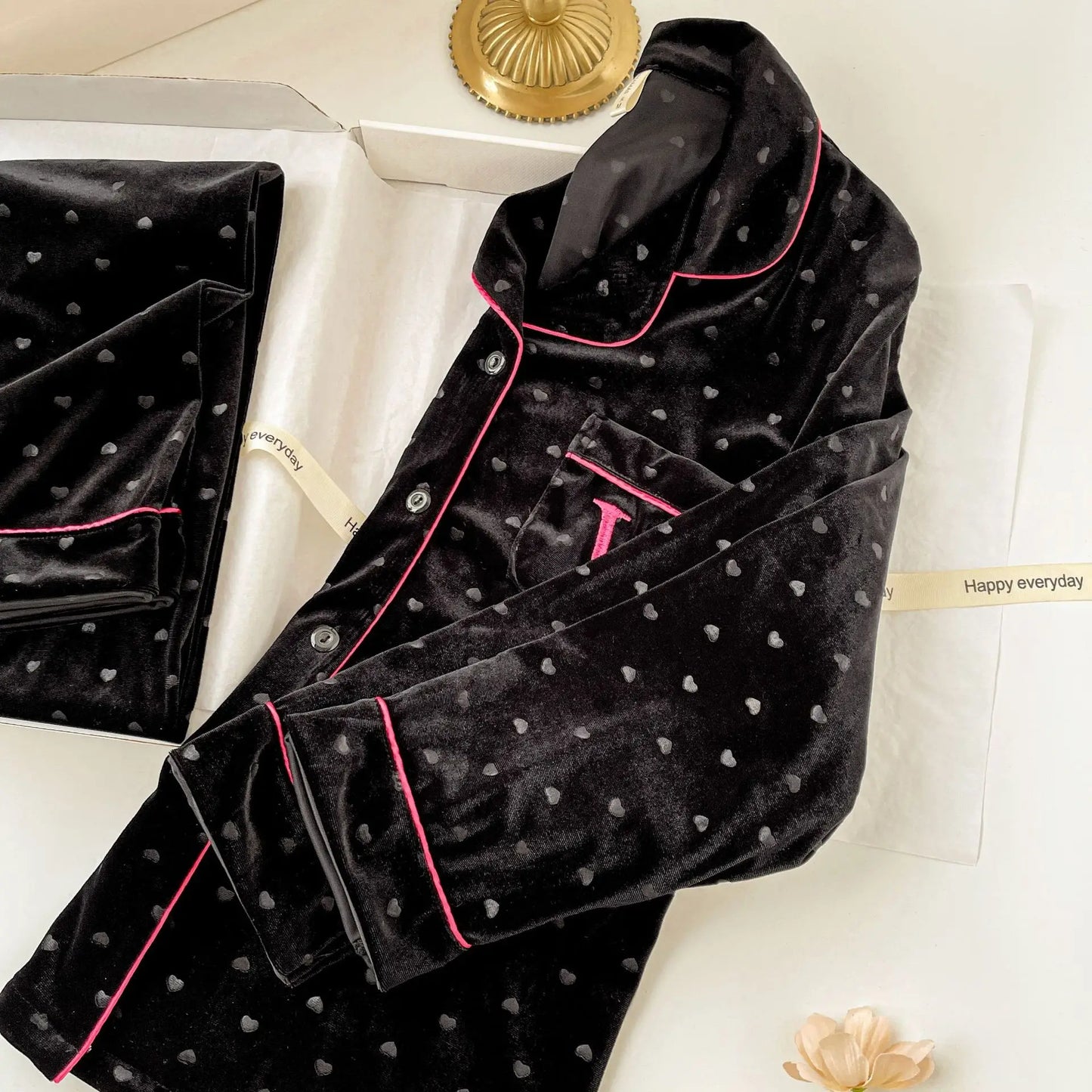 Velvet Dot Print 2Pcs Top&pants Lady Warm Home Clothes Autumn Winter New Pajamas Sexy Trousers Suit Loose Sleepwear Women Pjs