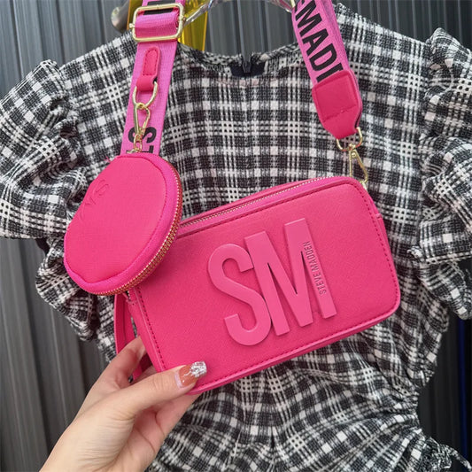 2024 Spring/Summer New Fashion Camera Bag with Wide Shoulder Strap, Lettering, Small Square Bag, Crossbody Bag