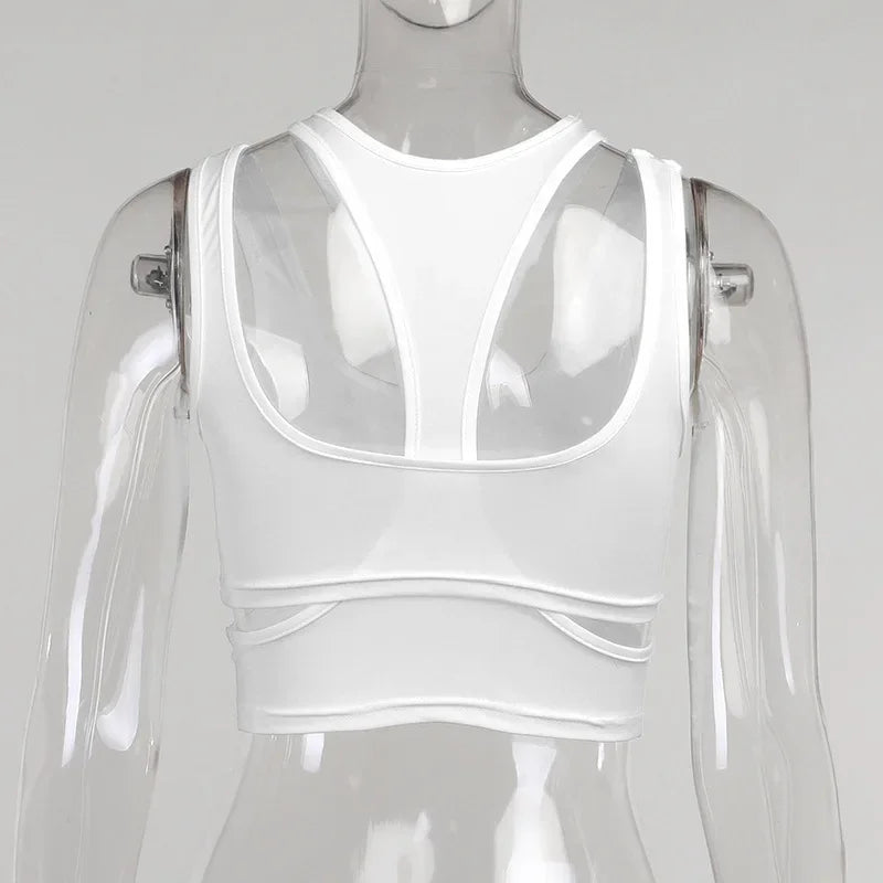 Sexy Tank Top Wrap Chest Hollow Out Halter Crop Tops Women Sleeveless Cropped Vest Camisole Tube Top Female