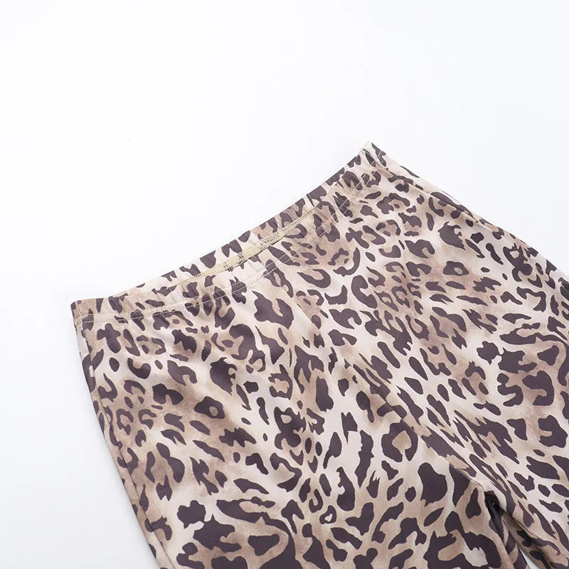 Weird Puss Leopard Print Cropped Pants Women 2025 Spring Summer Trend Wild Elastic Waist Buttoms Classic Skinny Basic Streetwear