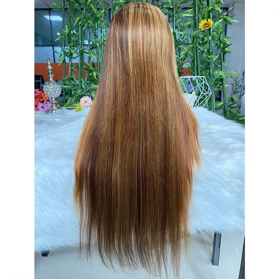 Highlight Wig 13x6 Hd Lace Frontal Wig Natural Hairline Pre Plucked 13x4 Bone Straight Honey Blonde 4/27 Colored Lace Front Wigs