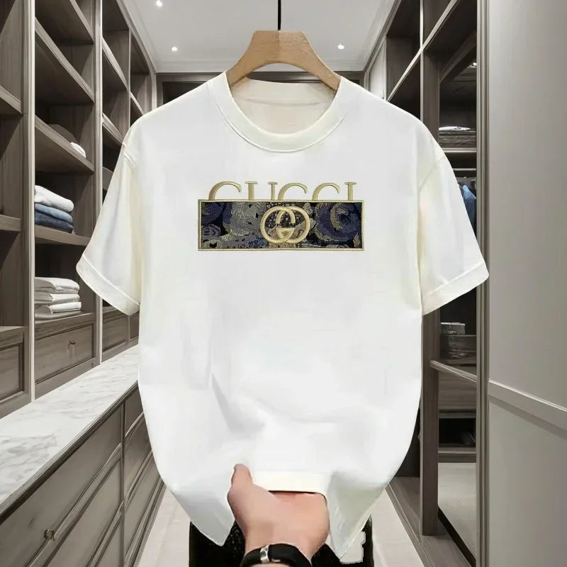 2025 Spring and Summer New Letter Pattern Printed Men's Light Luxury Fun Anime Printed Short Sleeve Round Neck Tshirt casual Top