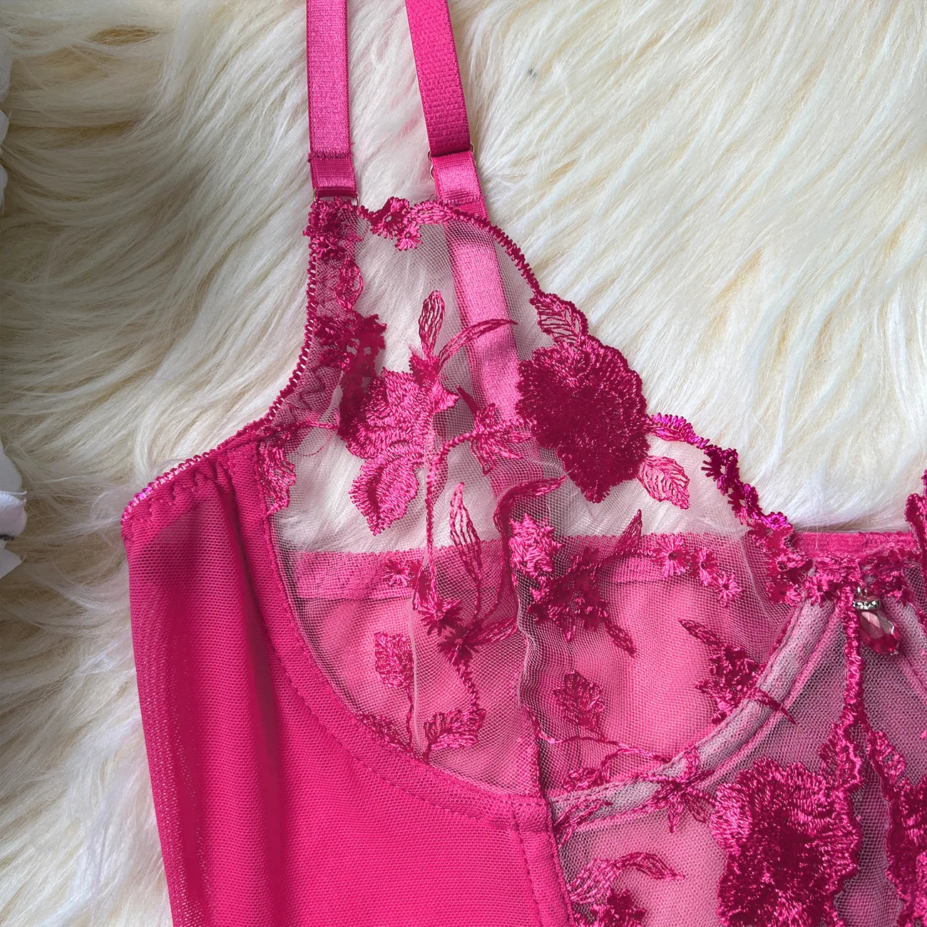 SINGREINY Gauze Sheer Slim Erotic Bra&Brief Sets Fashion Embroidery Club Sleepwear Female Prono Transparent Sexy Underwear Suits