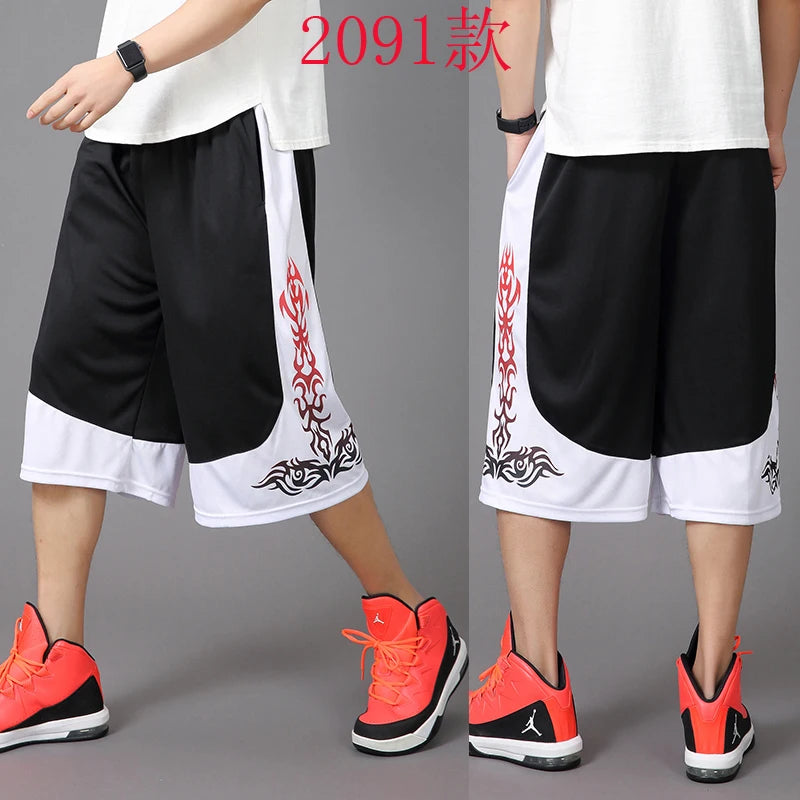 New Arrival Fashion Men Stretch Loose Running Shorts Summer Casual Elastic Waist Knee Length Print Plus Size XL 2XL 3XL 4XL