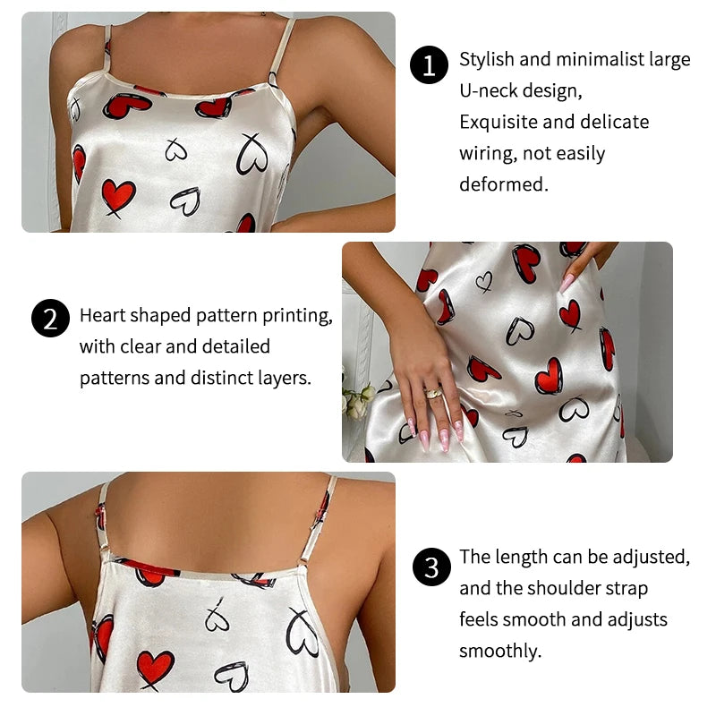 Sexy Pajamas Women's Silk Thin Suspender Nightdress Pink Nightgown Nightwear For Woman Home Clothes Sleepwear Ladies Mini Dress