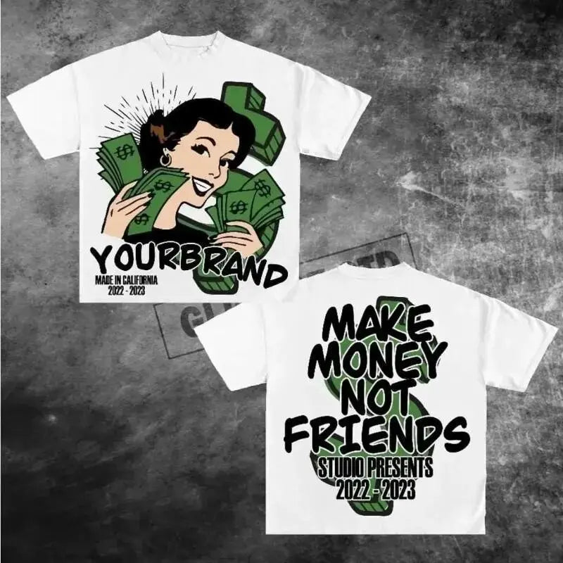 HLJ&GG Y2K Retro Pattern Printing Loose Tshirts Women Round Neck Short Sleeve Oversize Tops Fashion Female Cotton Top Streetwear