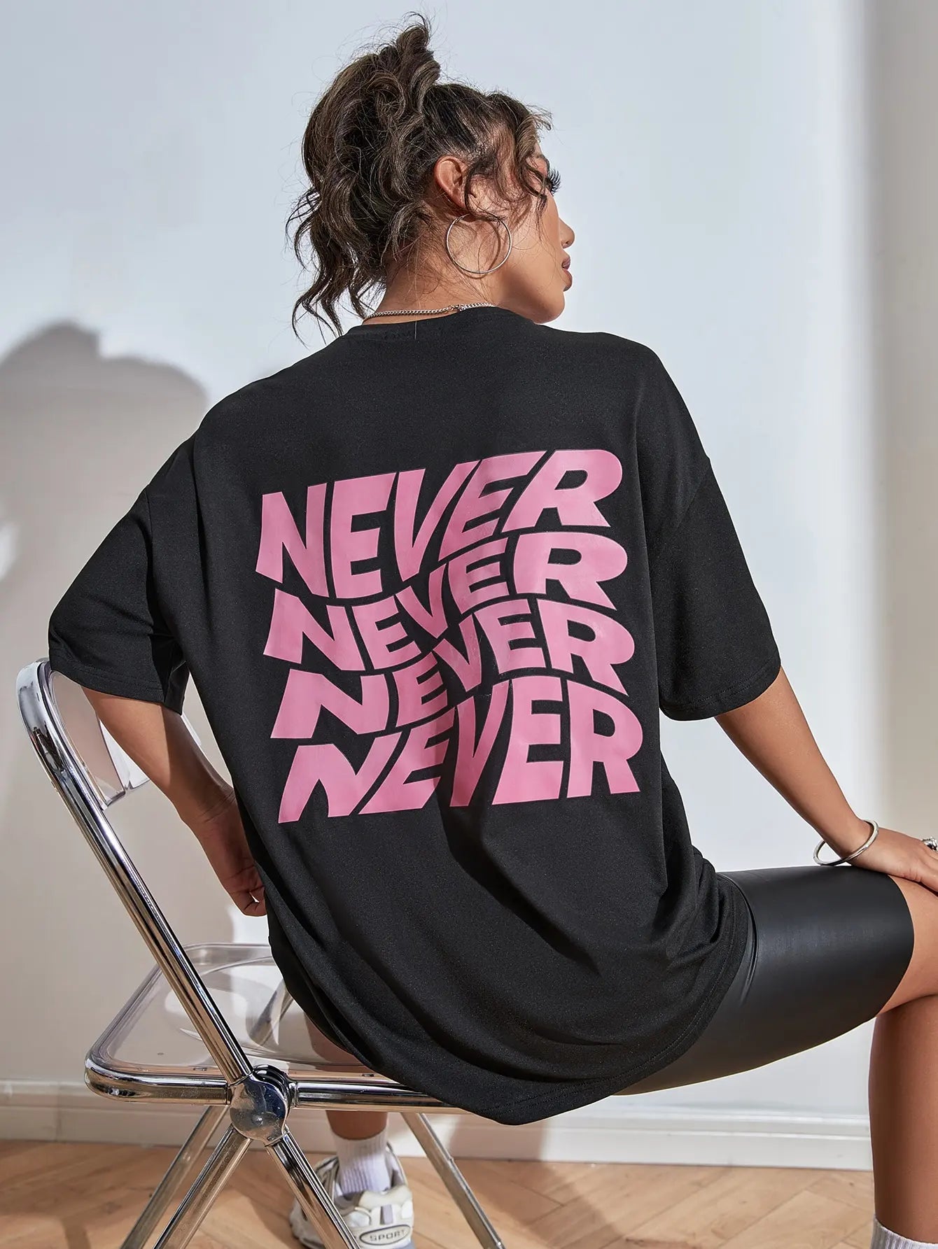 I Said Never Cotton Print Woman Tshirt Oversized All-Matchtee Shirt Aesthetic Soft Clothes Round Neck Sport Comfortableclothes
