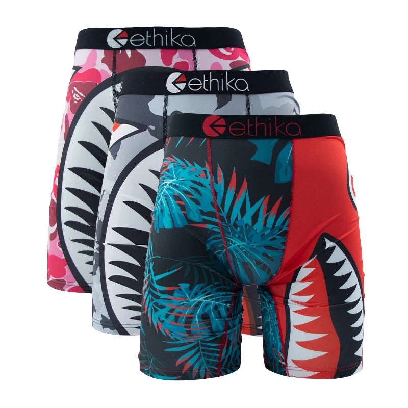 ETHIKA 3Pcs Sexy Men Underwear Boxers Breathable Man Underpants S-3XL Plus Size Mens Trunks Men's Panties Lingeries Boxer Briefs