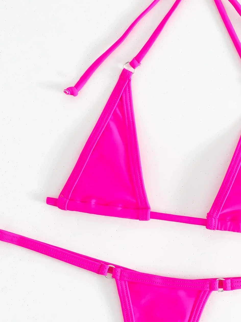 Sexy Micro Bikini 2024 Women Swimsuit Female Swimwear Mini Thong Bikinis Set Halter Biquini Beach Wear Swimming for Bathing Suit
