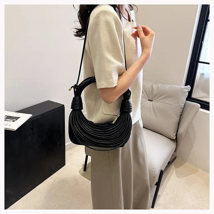 2025 Trendy! Women's Multicolored Woven Knot Handbag - Stylish Crossbody/Top Handle Bag | High-End Texture for Streetwear