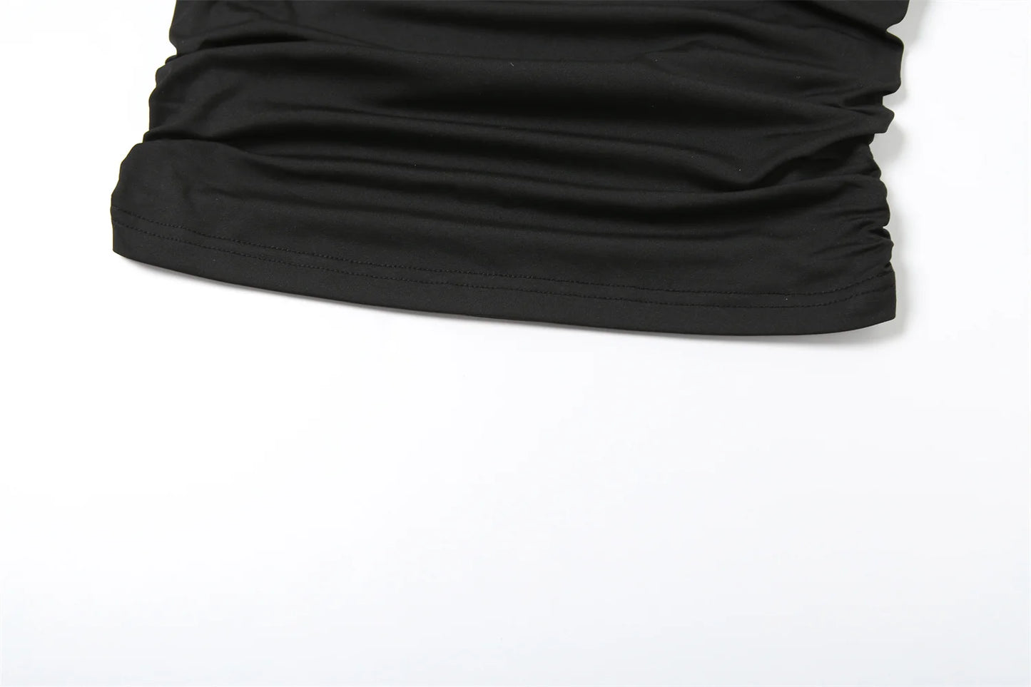 Weird Puss Irregular Off Shoulder T-Shirts Women Ruched Fashion Skew Collar Single Sleeve Daily Casual Solid Simple Streetwear