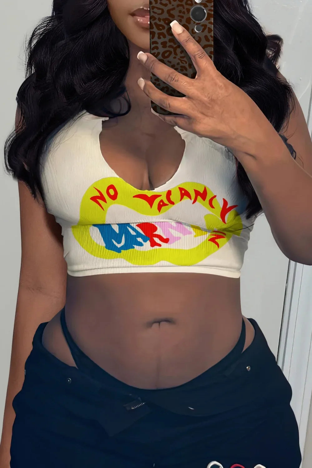 HLJ&GG 2024 INS Fashion Y2k T Shirts Letter Print Crop Tops Girls Streetwear Short Sleeve Slim-fit V-neck Tees T Shirt White New