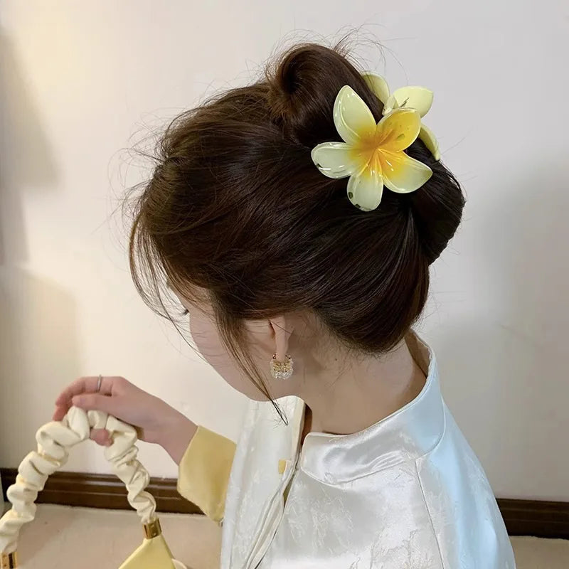 New Hawaiian Gradient Hair Clips Women Flower Hair Claws Shark Hairpins Vacation Beach Style Hairpins Hair Accessories