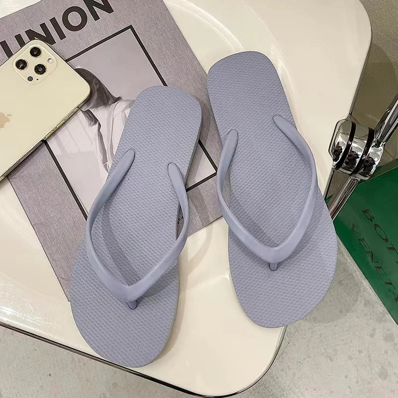 Solid Color Non-slip Leisure Couple Slippers Women Summer Beach Slippers Outdoor Women Flip Flops Breathable Beach sandals women