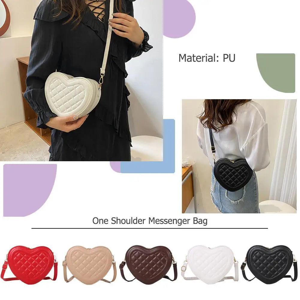 Fashion Love Heart Shape Shoulder Bag Handbags Designer Crossbody Bags PU Leather Zipper Women Casual Phone Bag Shoulder Bag