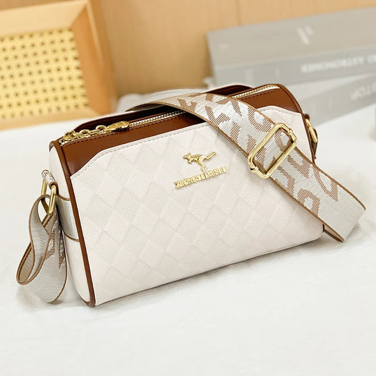 Famous Designer Women Messenger Bag PU Leather Checkered Crossbody Shoulder Bag