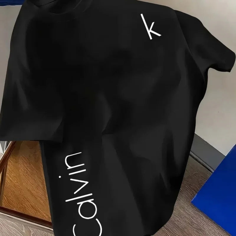 The latest CK letter creative mesh round-neck T-shirt with a fashionable positioning and printing in 2025 is a quick-drying garm