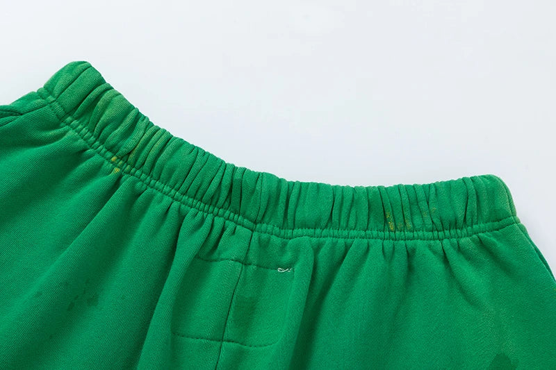 RRR123 2024 New Sports Shorts Heavyweight Washed Graffiti Print Vintage Drawstring Capris Casual High Street Loose Curled Y2K