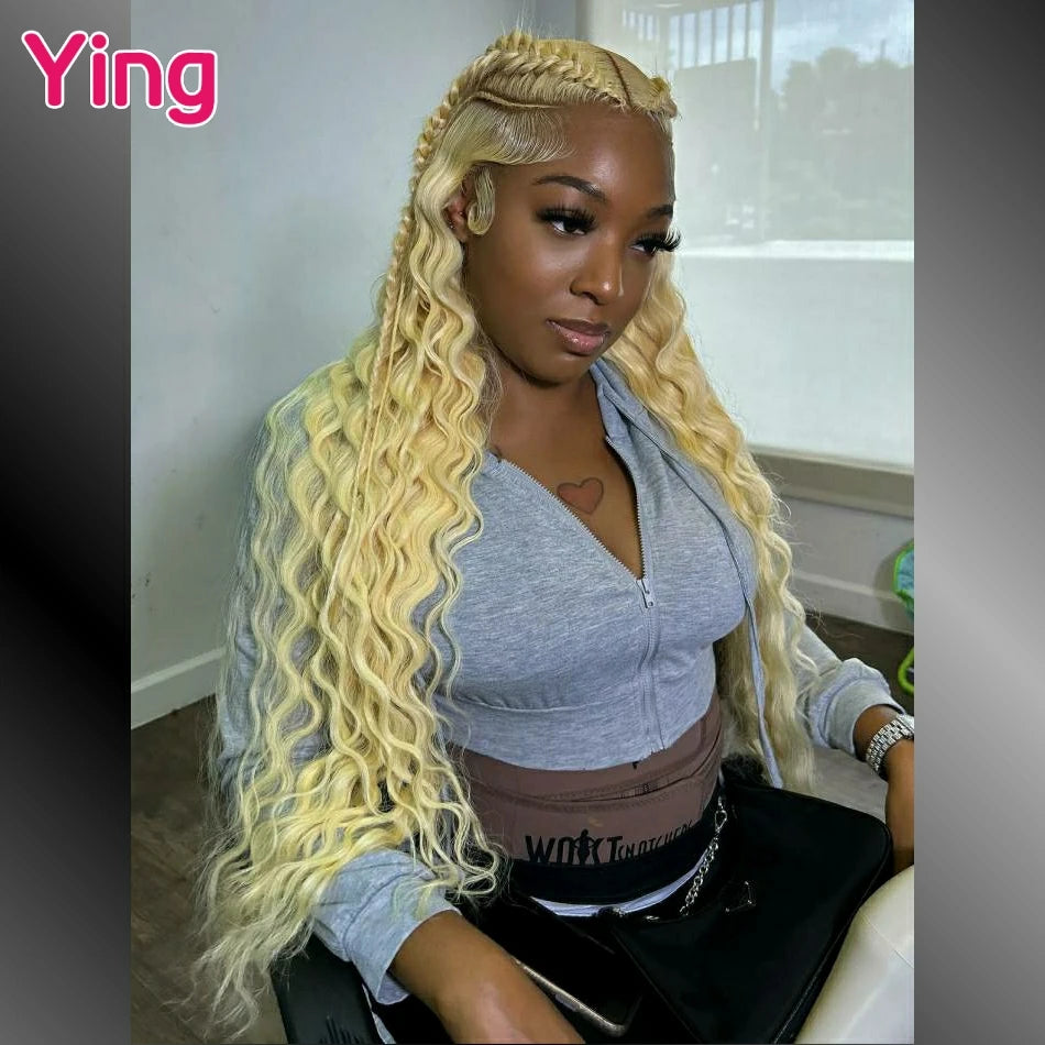 Fluorescent Green Colored 200% Deep Wave 13x6 Lace Front Human Hair Wigs PrePlucked With Baby Hair 5x5 Lace Closure Wigs