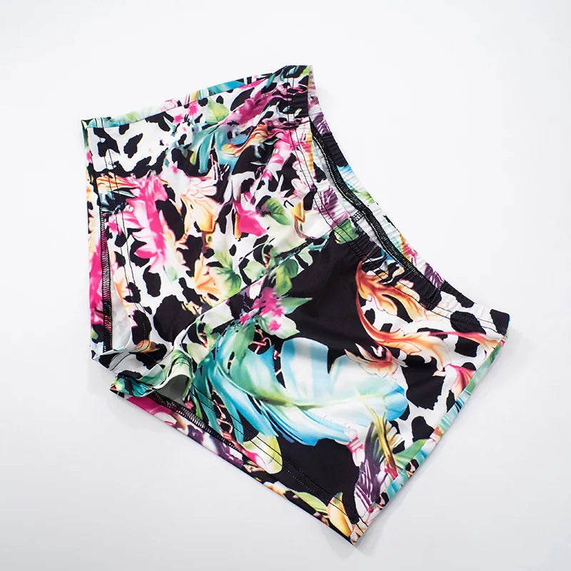 Sexy Nightclub Party Bikini Set with Irregular Round Buckle Printed Backless Short Tight Spring Summer Women's Lingerie Swimwear