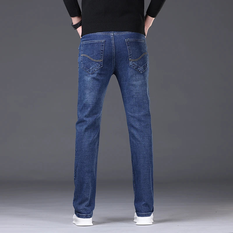 2024 Spring/Summer Men's Comfortable and Versatile Breathable Slim fit denim pants in three colors: straight leg thin pants