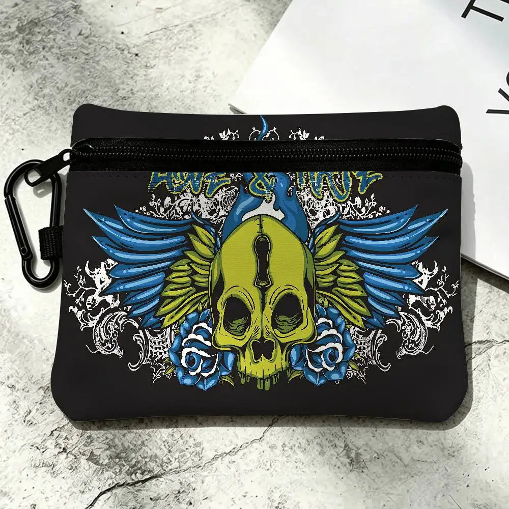 Fashion Brand E-Ed H-Hardy Oxford Fabric Mini Coin Wallet Smooth Zipper Hanging Design Multi-use Small Storage Bag For Travel