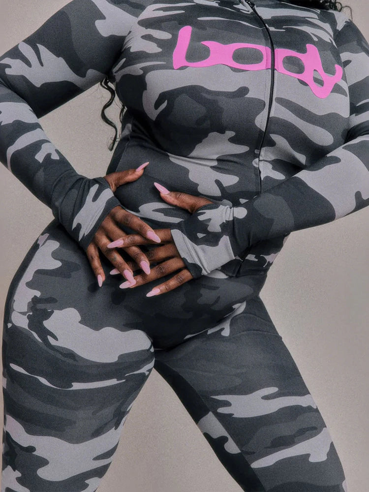 Weird Puss Letter Leopard Print 2 Piece Set Women Casual Zip Hooded Crop Jacke+Leggings Matching Stretch Sporty Street Outfits