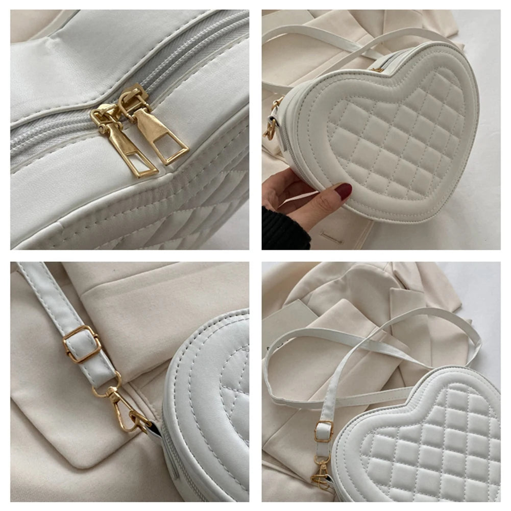 Fashion Love Heart Shape Shoulder Bag Handbags Designer Crossbody Bags PU Leather Zipper Women Casual Phone Bag Shoulder Bag