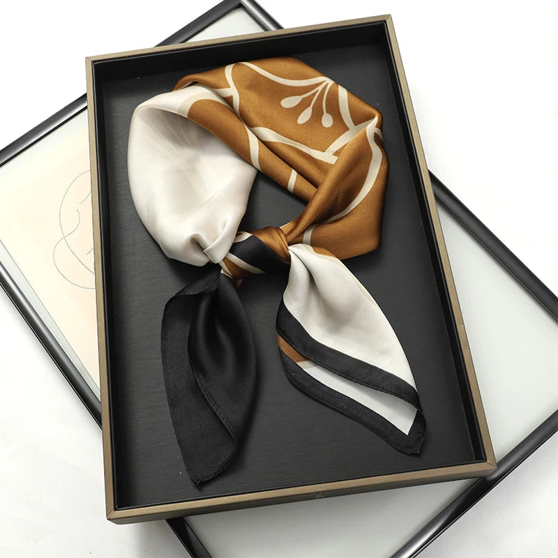 60Colors Luxury Scarf Women 70*70Cm Silk Feel Square Hair Wrapping Foulard Satin Shawl Big Size Head Bandana Hijab Handkerchief