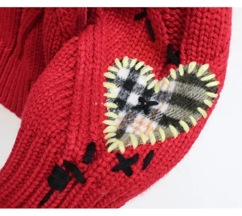 HLJ&GG Winter Embroidery Knit Sweater Coats Two Piece Sets Women Button Long Sleeve Top And Plaid Aline Skirts Outfit Streetwear