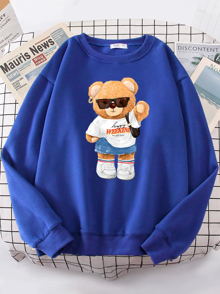 A Young Teday Bear Girl Full Of Vitality Cute Hoodie Women Street Fleece Hoody Hipster Loose Sweatshirt hip hop Oversized Tops