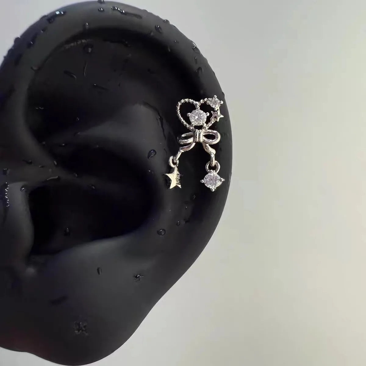 1pcs Quality Love Star Zircon 316L Stainless Steel Ear Bone Nail Y2K Silver Color Earring for Women Cochlear Accessorie