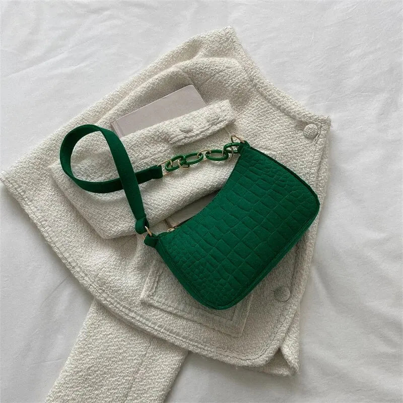 Retro Felt Small Square Bag For Women Autumn Shoulder Handheld Fashion