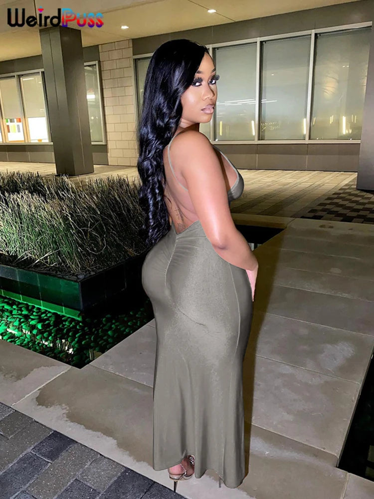 Backless V-Neck Mermaid Evening Maxi Dress — Women's Prom