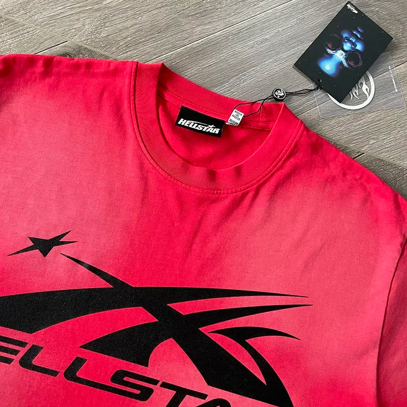 HS Gel Sport Logo Men's and women's pure cotton wash short sleeve T-shirt European and American fashion