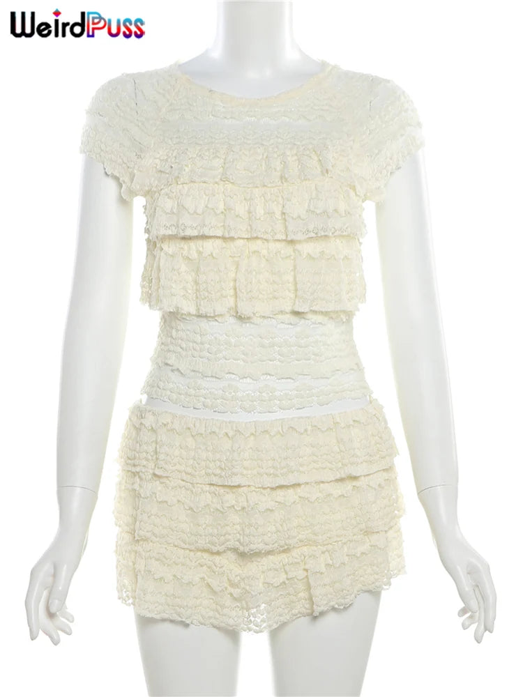 Women's Ruffle Tank Top and Skirt Set