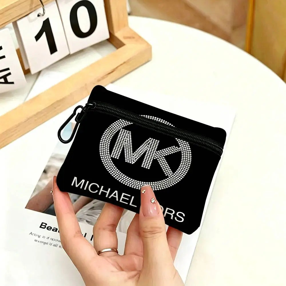 M-Michaels-Fashion-Kors Portable Oxford Fabric Mini Wallet Carabiner Design Small Coin Bag For Cards Keys Earphones
