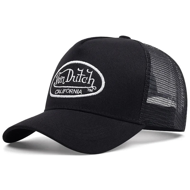 2026 New Casual Fashion VON Baseball Cap Breathable Shade Alphabet Embroidery Sunblock Mesh Embroidered DUTCH Trucker Hat