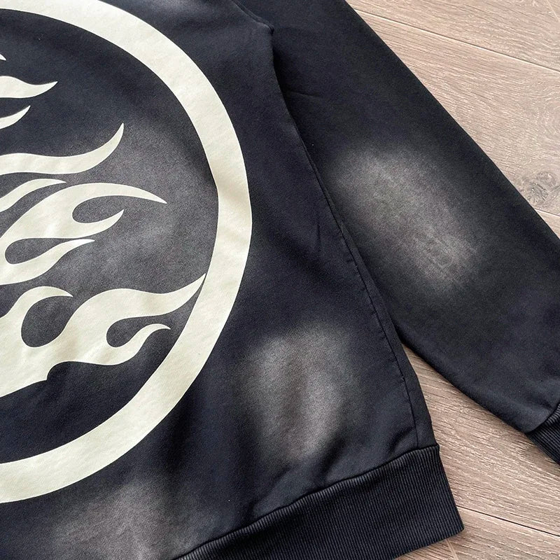 HS Wash water heavy diamond set casual hoodie