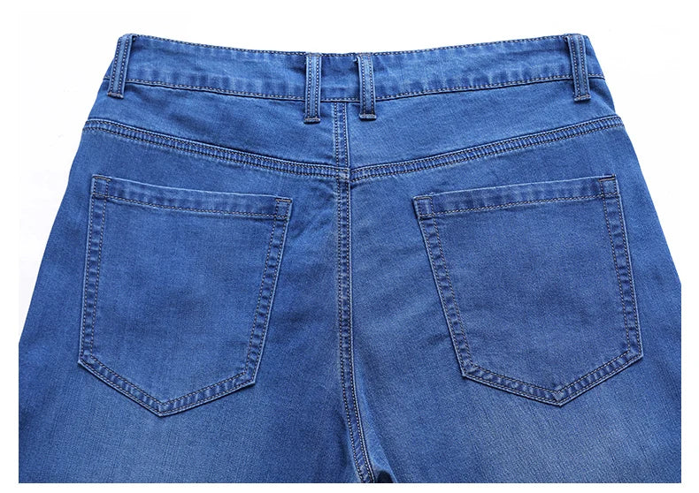 denim shorts, seven-point pants, new style, loose mid-length pants, casual, summer thin men's Troupers, men's jeans