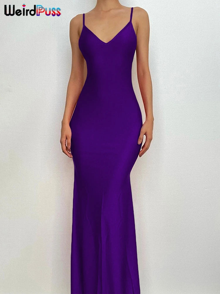 Backless V-Neck Mermaid Evening Maxi Dress — Women's Prom