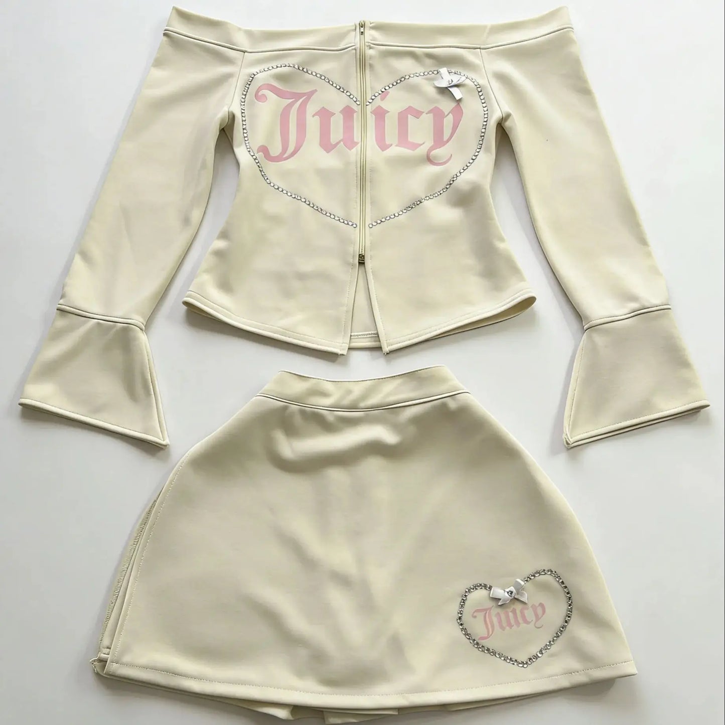 European and American sexy spicy girl personality trend slim fit pants skirt hot stamping diamond three-dimensional bow