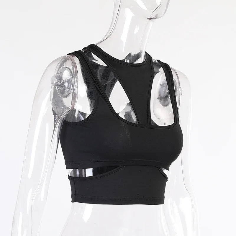 Sexy Tank Top Wrap Chest Hollow Out Halter Crop Tops Women Sleeveless Cropped Vest Camisole Tube Top Female