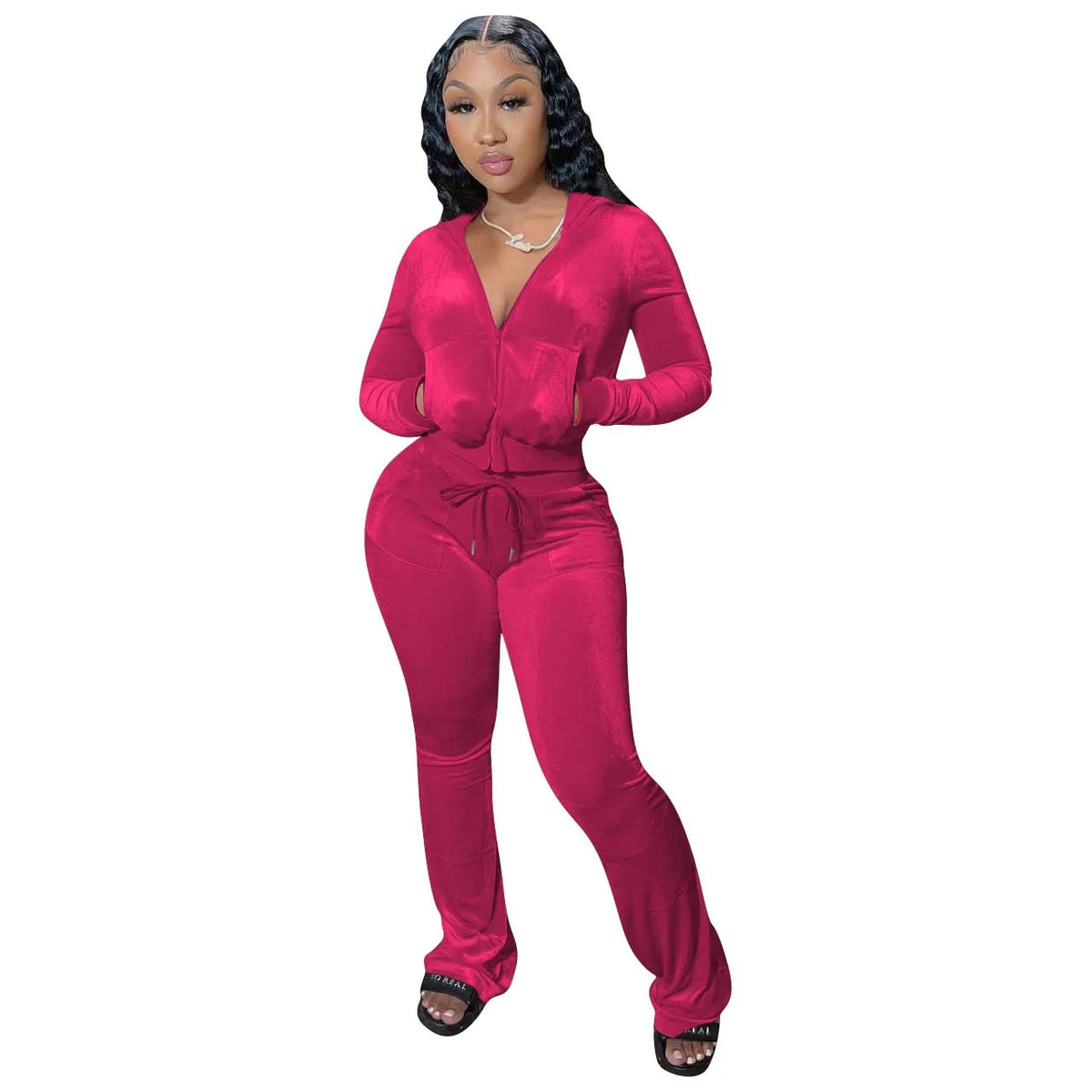 Fashion Sexy Slim 2 Piece Set For Women Casual Solid Hooded Zip Tops+High Waist Pants Sets Outfits Lady Sports Women's Clothing