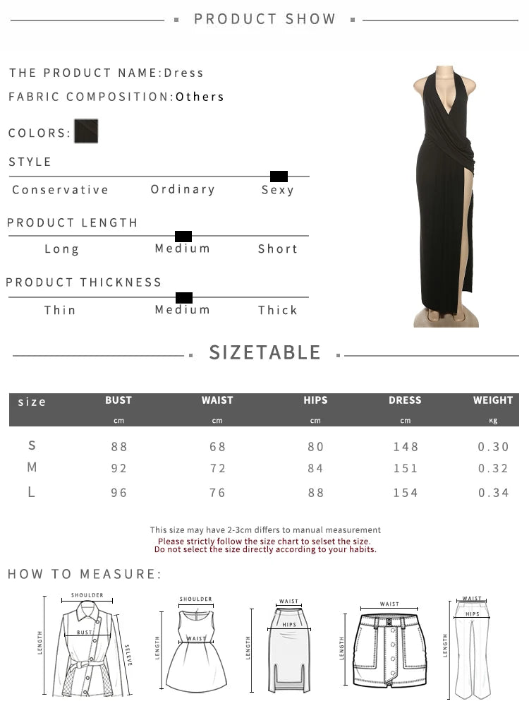 Halter Deep V Backless High Slit Maxi Dress — Women's Elegant