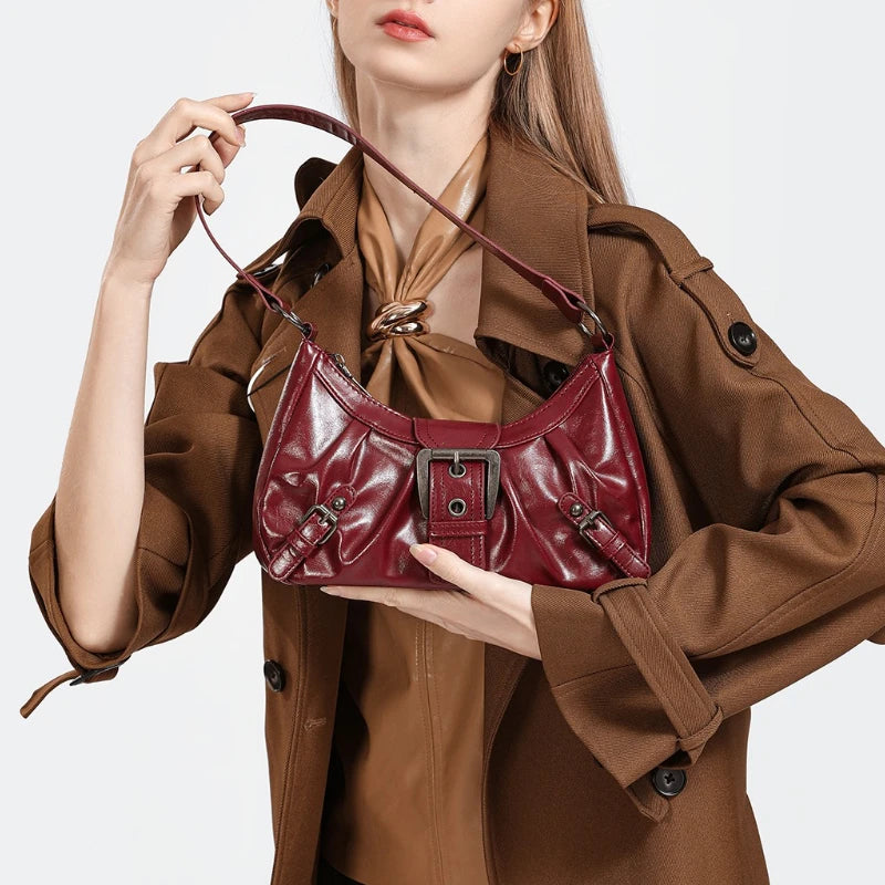 Y2K Retro Pleated Hobo Shoulder Bag for Women Hot Selling Maillard Style Underarm Bag Clutch Handbags for Travel Work Shopping