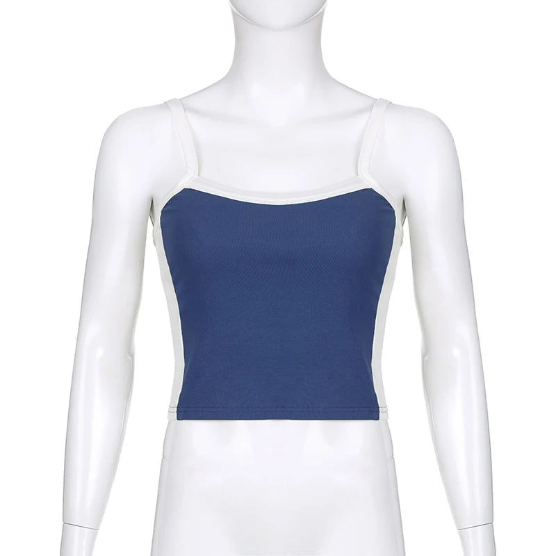 Sleeveless Knitted Crop Tops Green Sexy Basic Patchwork Summer Casual Cami Backless Y2k Vintage Tank Top Women