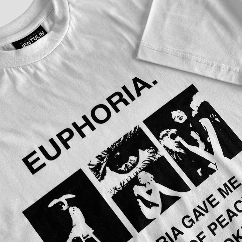 Harajuku Oversized Streetwear Women's Clothing EUPHORIA Graphic Print Tshirt Cotton Hip Hop Korean Short Sleeve Top Tee Goth Y2k