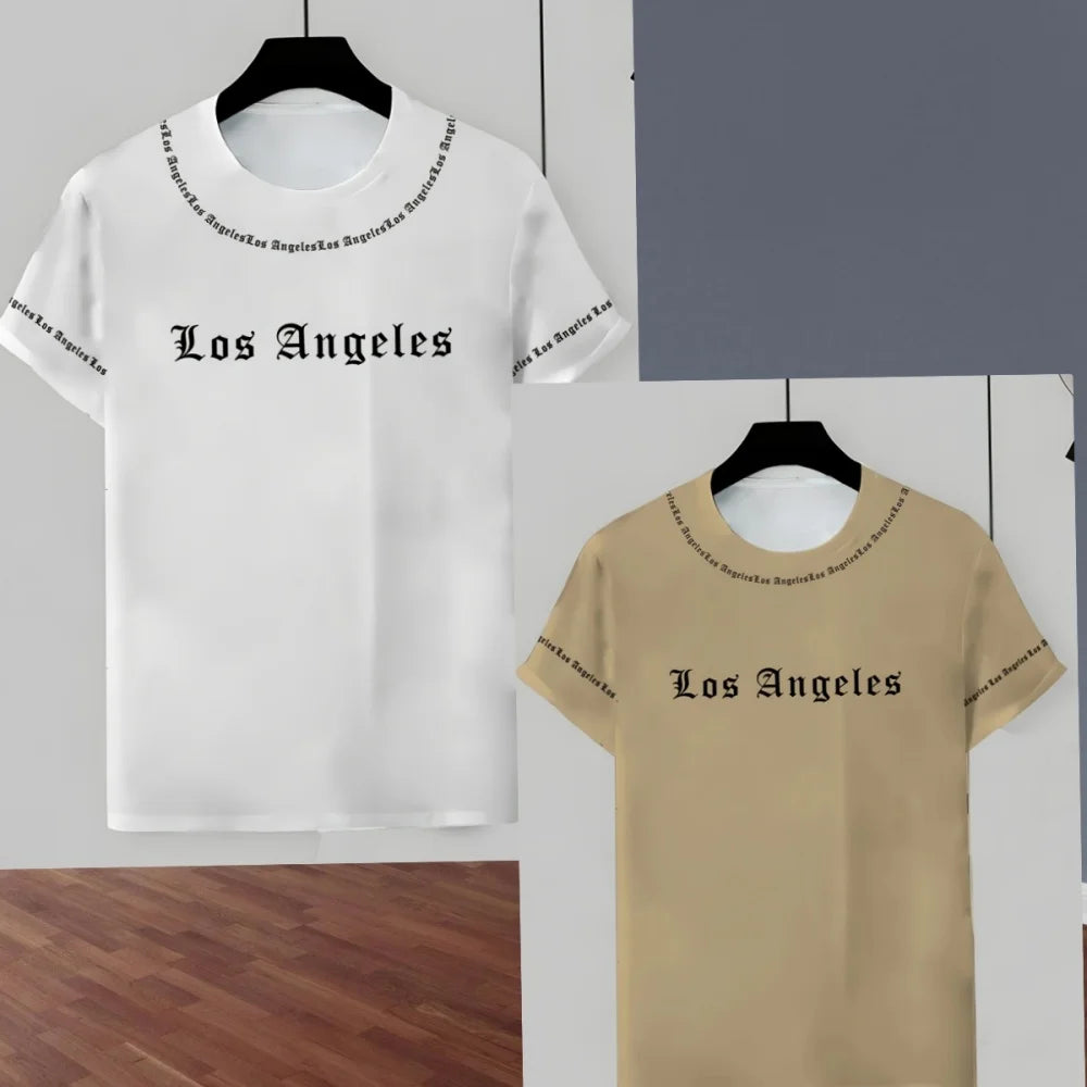 2025 Los Angeles Printed Men's Suit 2 Pieces Set Casual Suit SportswearFitness Set  Men's Oversized Clothes