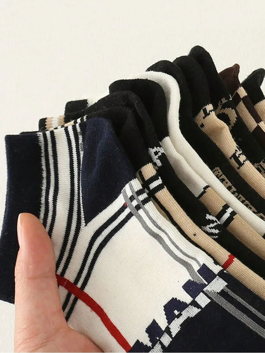 5PCS Men's Thin Low-Cut Socks Breathable Anti-Odor Moisture-Wicking Lightweight Comfortable Versatile for Daily Wear